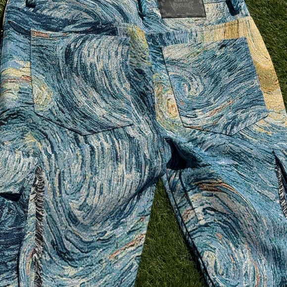 Rebel Vengeance Starry Night Tapestry Cargo Pants Size 32 Artistic Streetwear - Picture 10 of 16